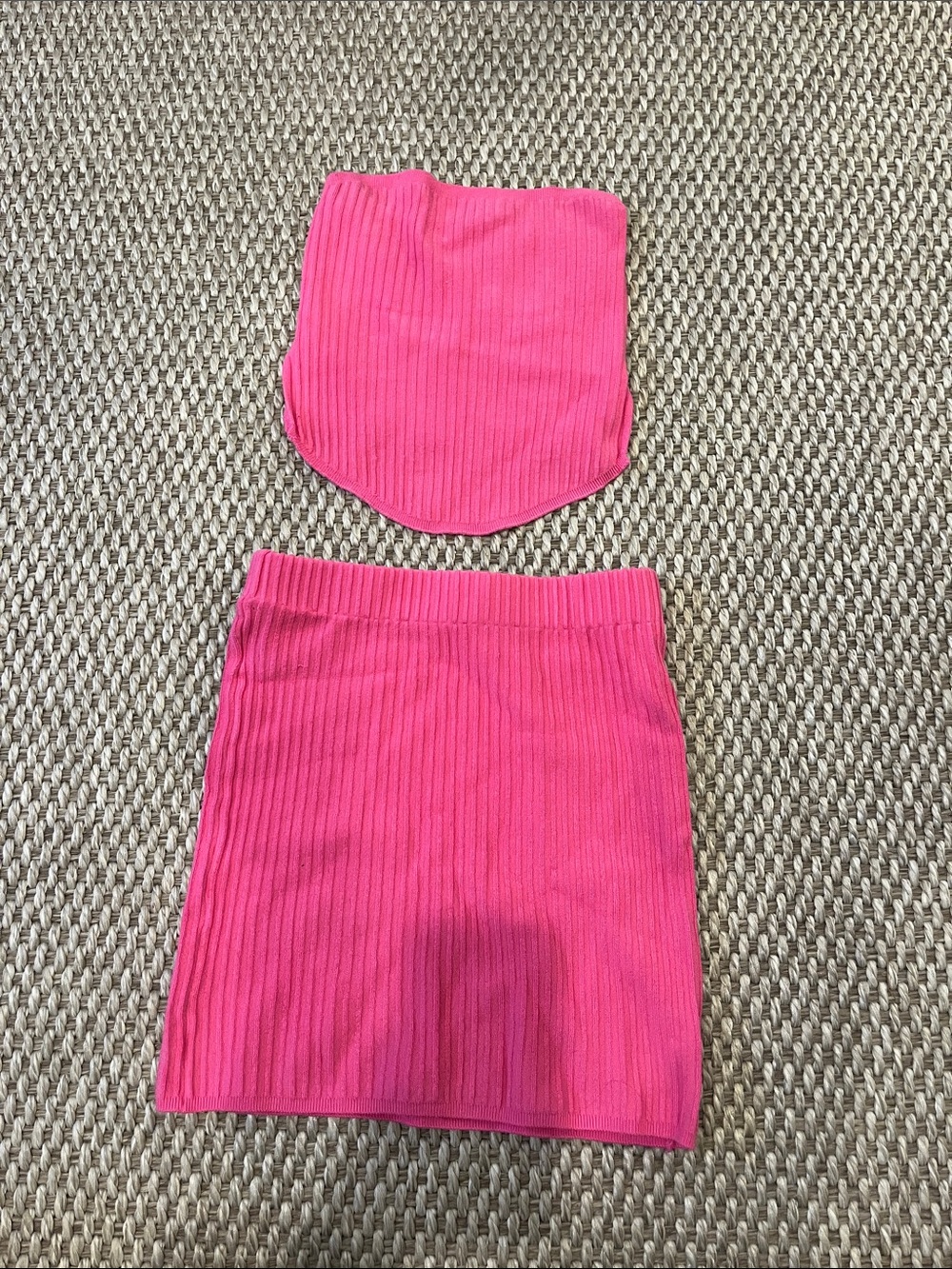 Hot Pink Ribbed Mini Skirt - Women
